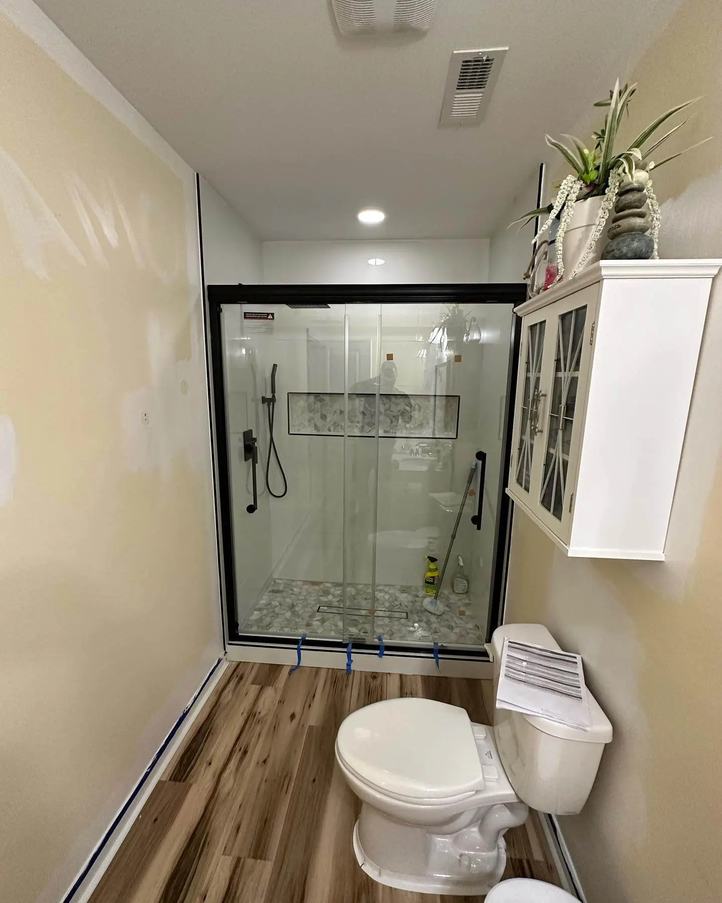 bathroom floor and shower